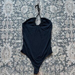 Aritzia Black Halter Contour Bodysuit